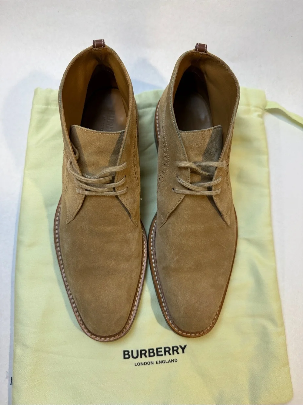 Burberry Light Brown Suede Chukka Boots EU 41 US Mens 8 Womens 9.5